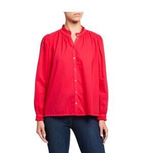 Xirena Emery Frilled Collar Button-Front Shirt Women's XS Hot Pink Casual